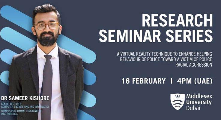 Presentation about the study related to implicit racial bias amongst US police officers at the Research Seminar Series at Middlesex University Dubai